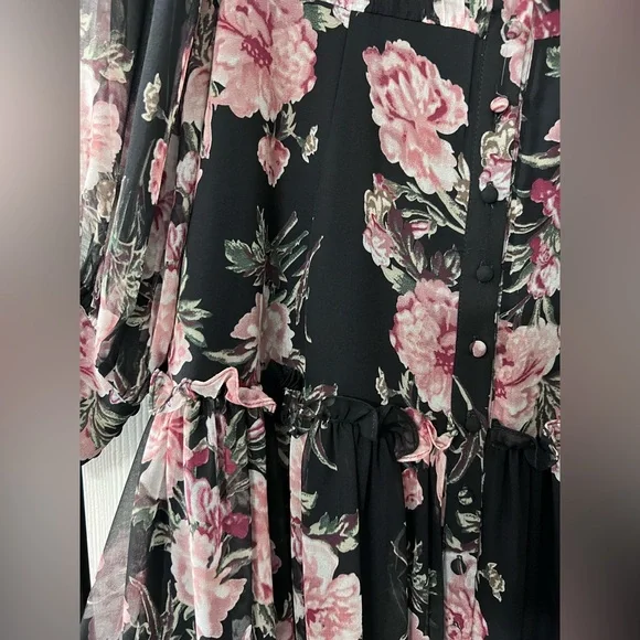 Bardot Floral Print Long Sleeve Chiffon Dress size 6 - Picture 8 of 13